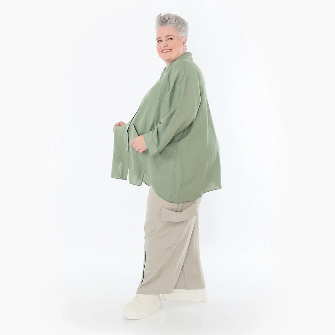  A-Form Jacke von AKH Fashion aus Viskose, 1490.07095, Khaki, Ausgefallen, Zeitlos, Schick