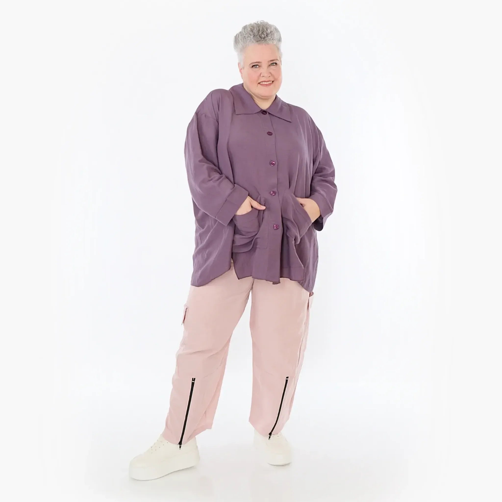  A-Form Jacke von AKH Fashion aus Viskose, 1490.07095, Pflaume, Ausgefallen, Zeitlos