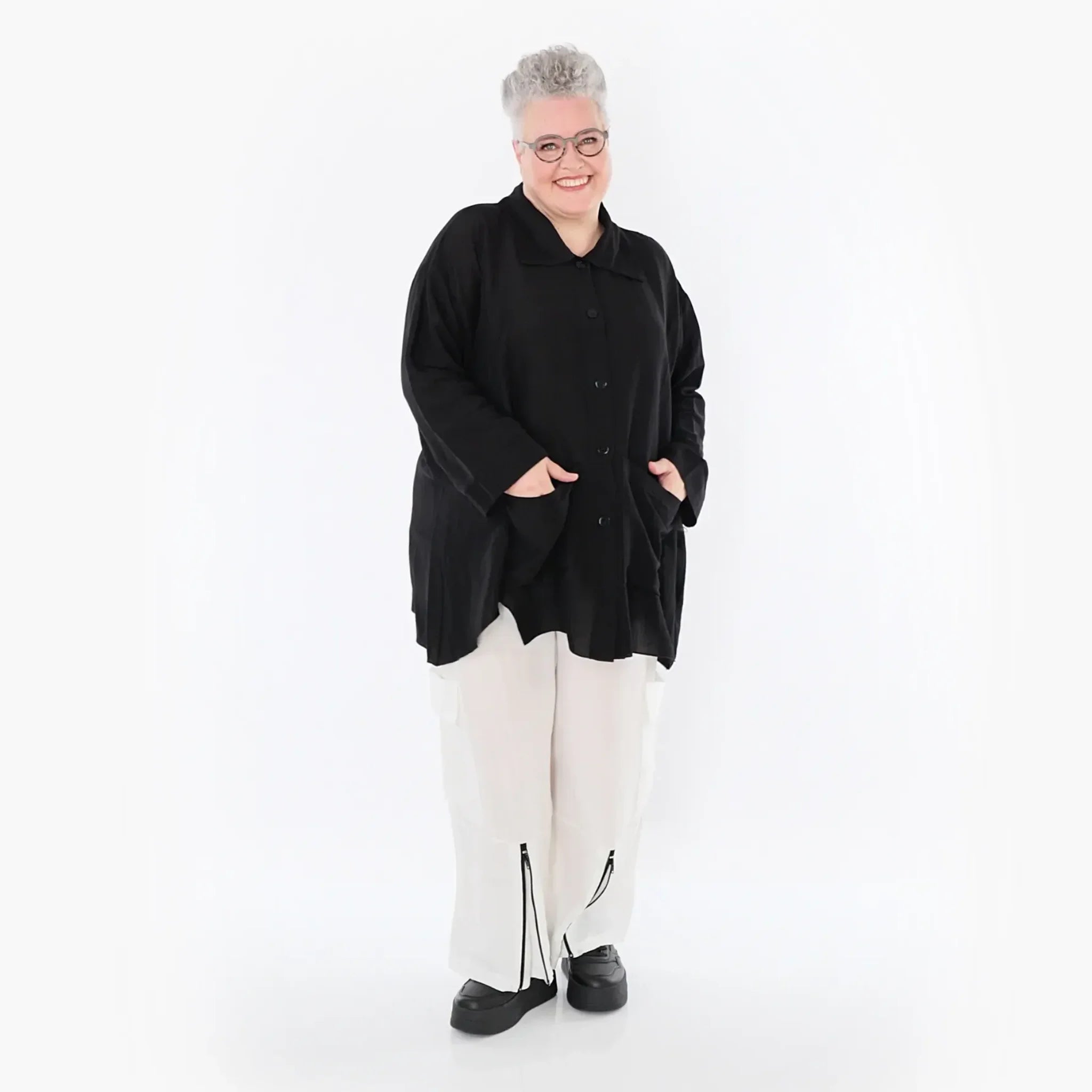  A-Form Jacke von AKH Fashion aus Viskose, 1490.07095, Schwarz, Ausgefallen, Zeitlos