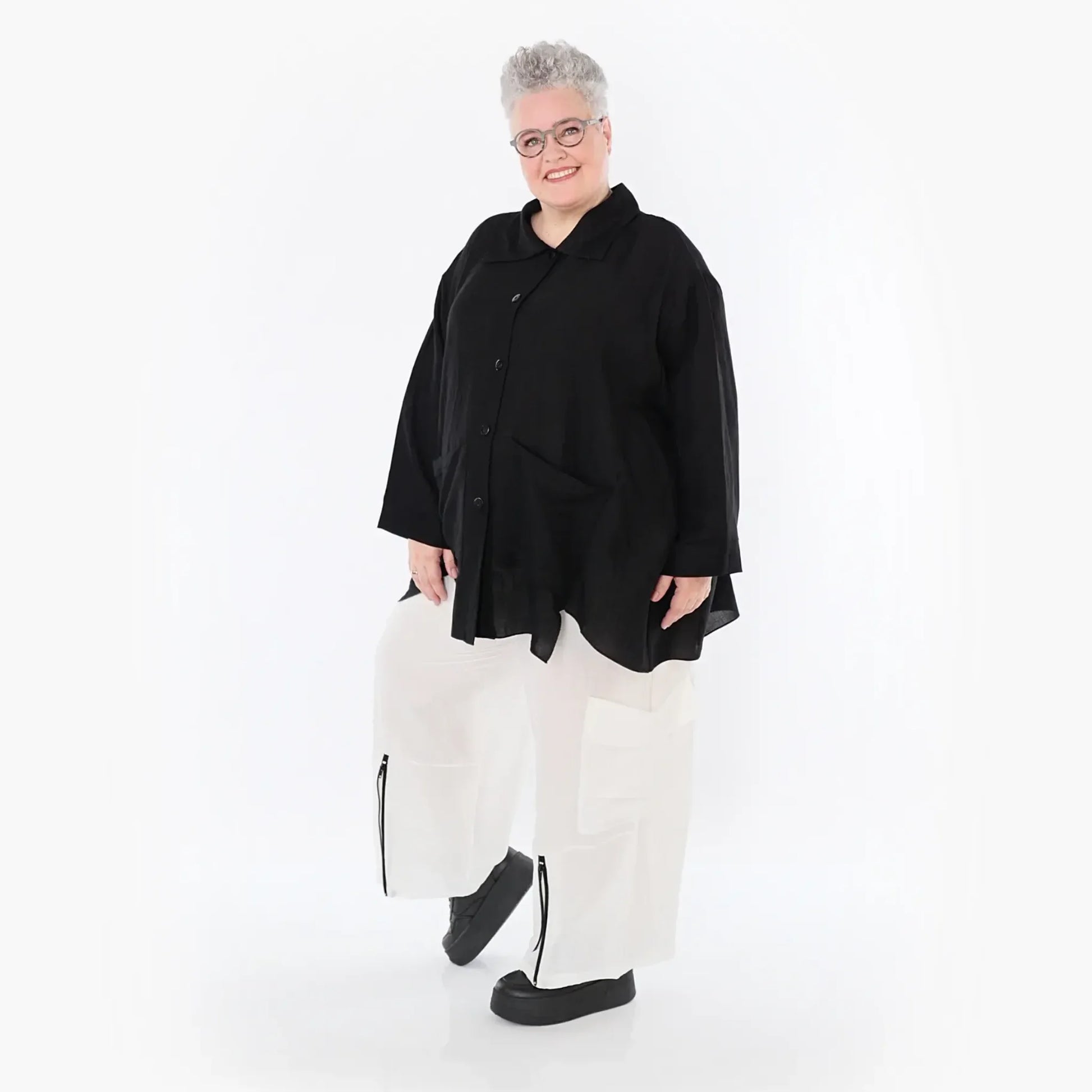  A-Form Jacke von AKH Fashion aus Viskose, 1490.07095, Schwarz, Ausgefallen, Zeitlos
