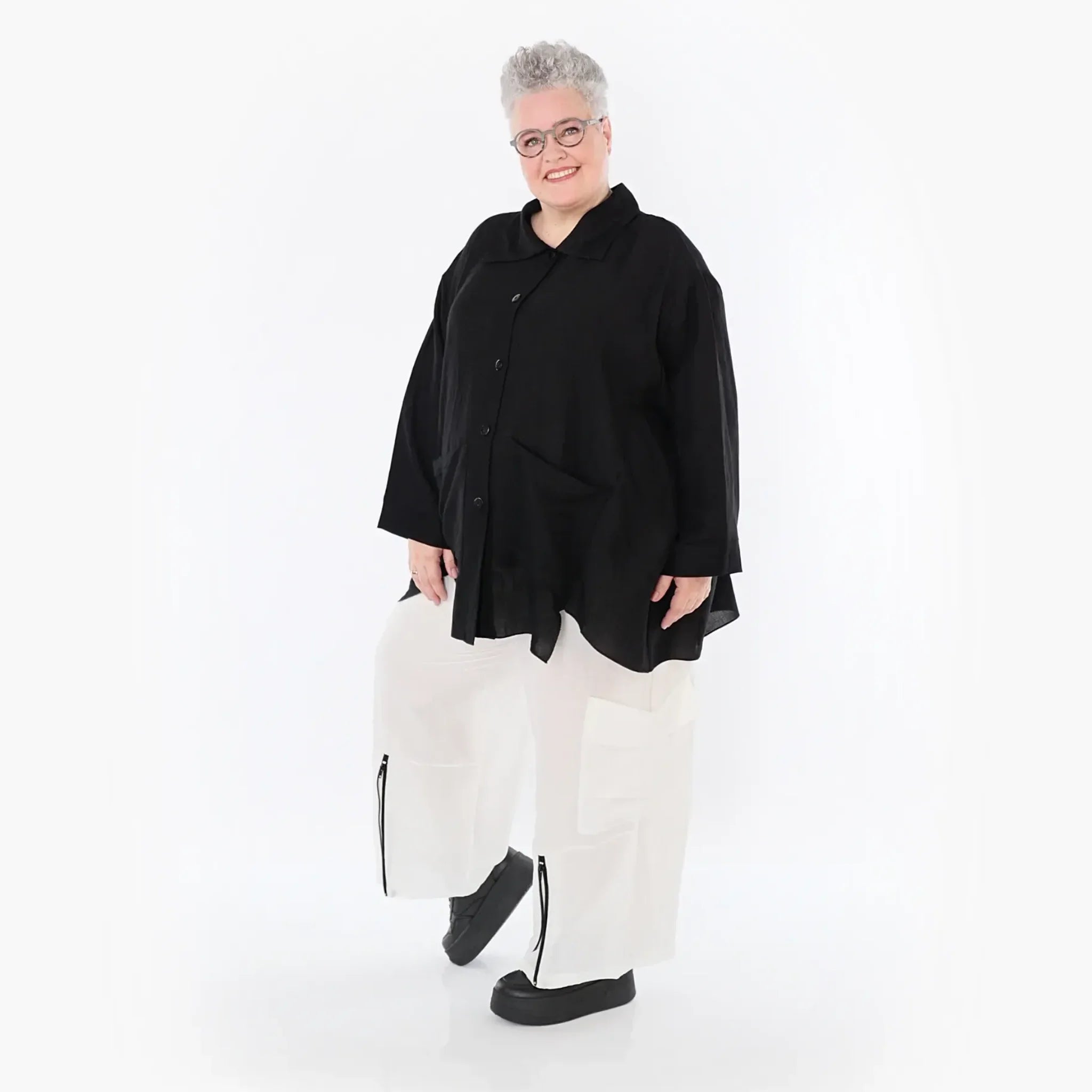  A-Form Jacke von AKH Fashion aus Viskose, 1490.07095, Schwarz, Ausgefallen, Zeitlos