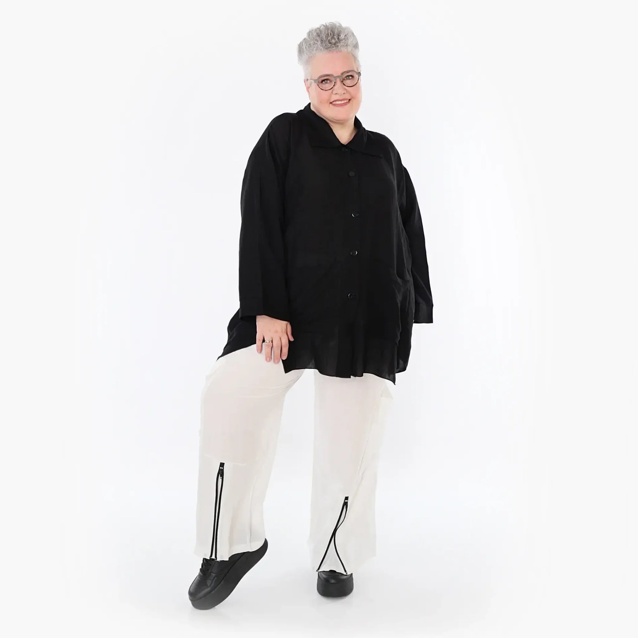  A-Form Jacke von AKH Fashion aus Viskose, 1490.07095, Schwarz, Ausgefallen, Zeitlos
