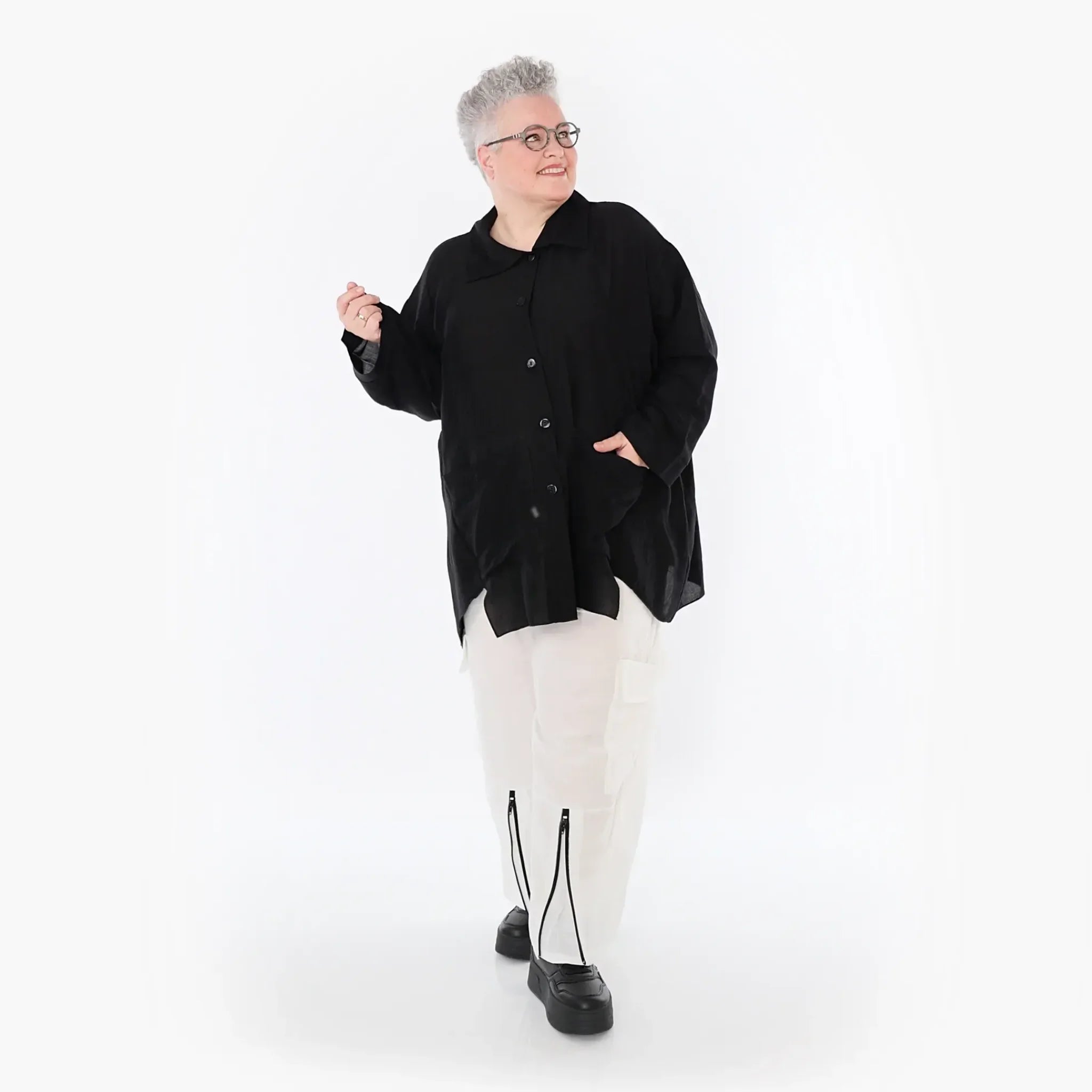  A-Form Jacke von AKH Fashion aus Viskose, 1490.07095, Schwarz, Ausgefallen, Zeitlos