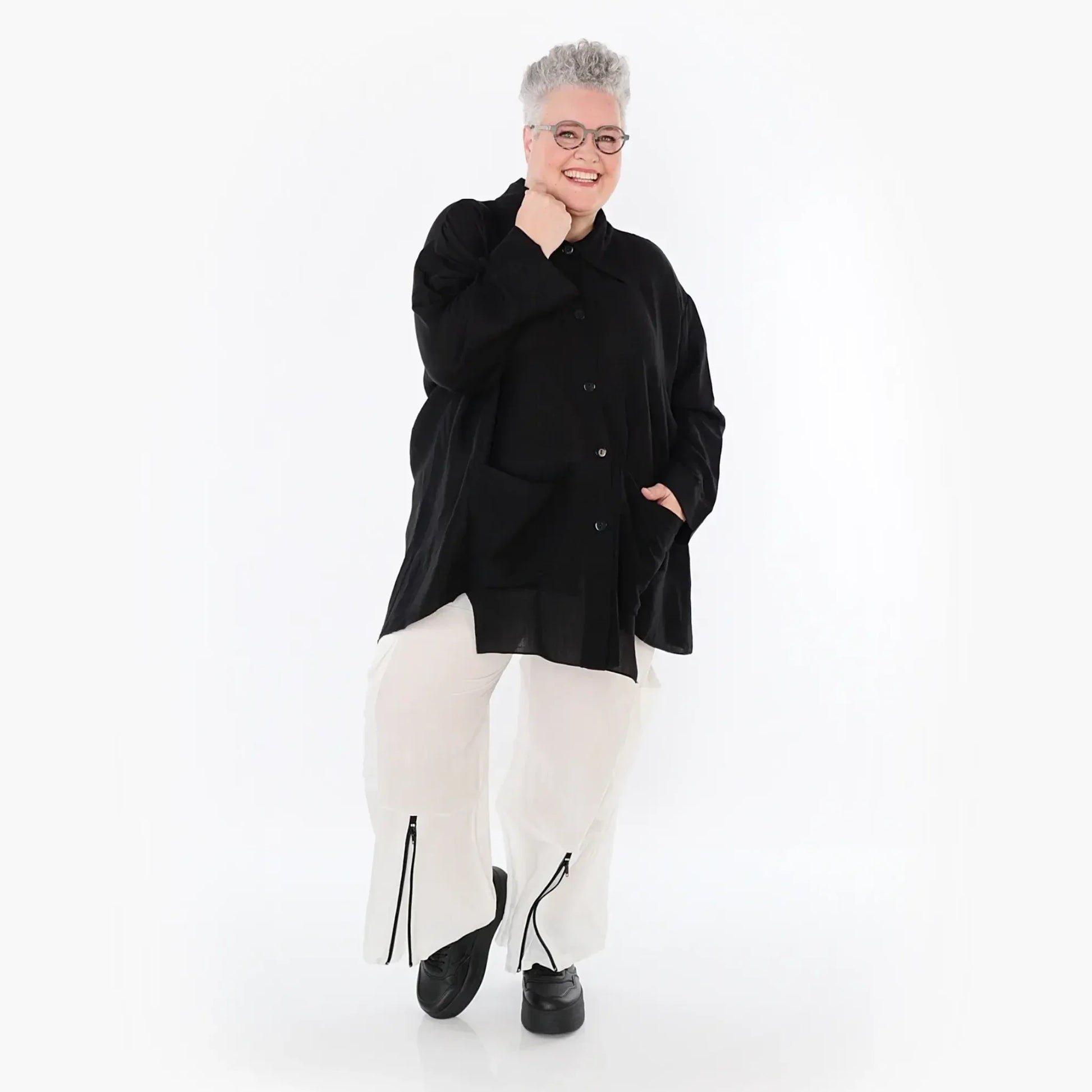  A-Form Jacke von AKH Fashion aus Viskose, 1490.07095, Schwarz, Ausgefallen, Zeitlos