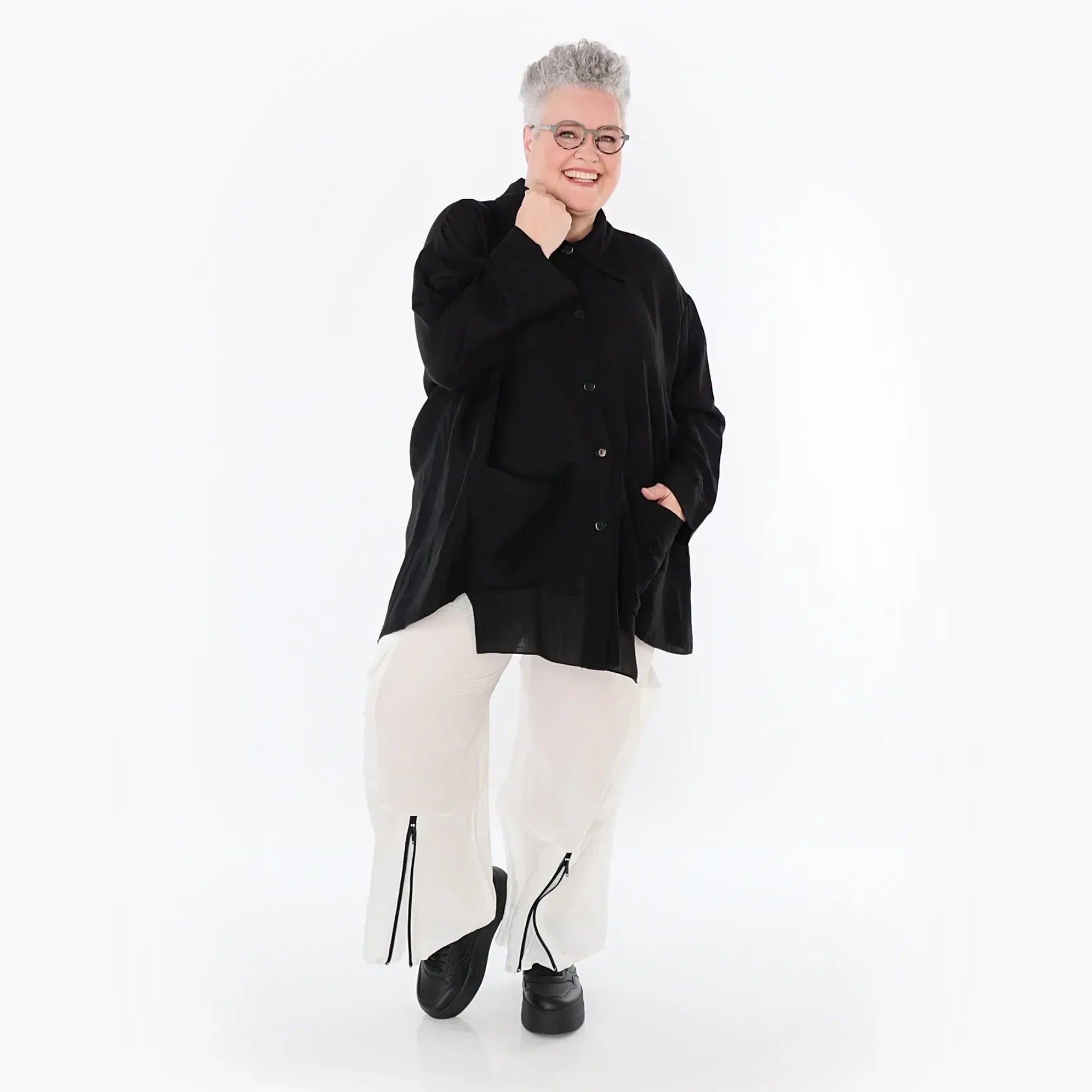  A-Form Jacke von AKH Fashion aus Viskose, 1490.07095, Schwarz, Ausgefallen, Zeitlos