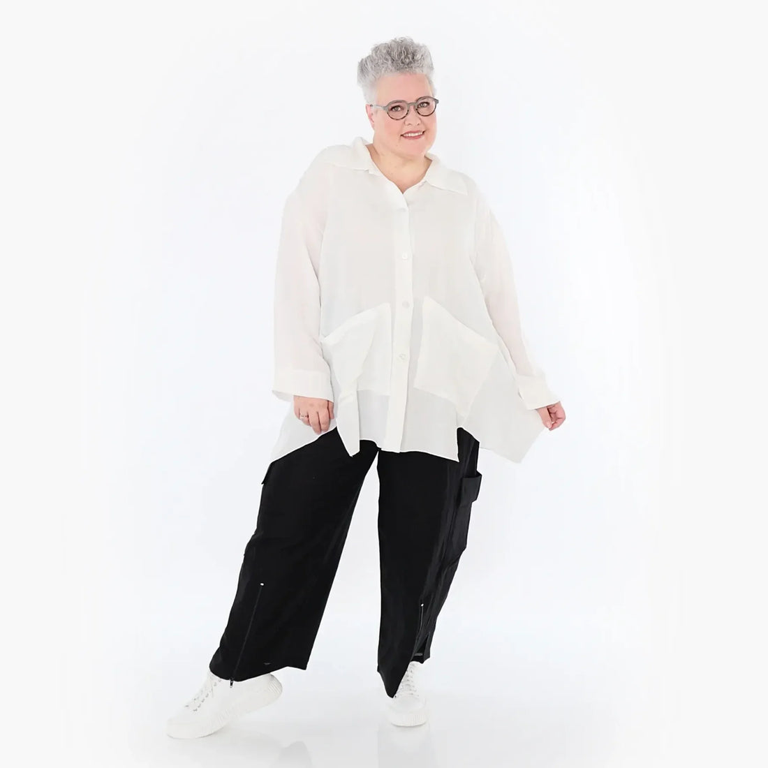  A-Form Jacke von AKH Fashion aus Viskose, 1490.07095, Weiß, Ausgefallen, Zeitlos, Schick