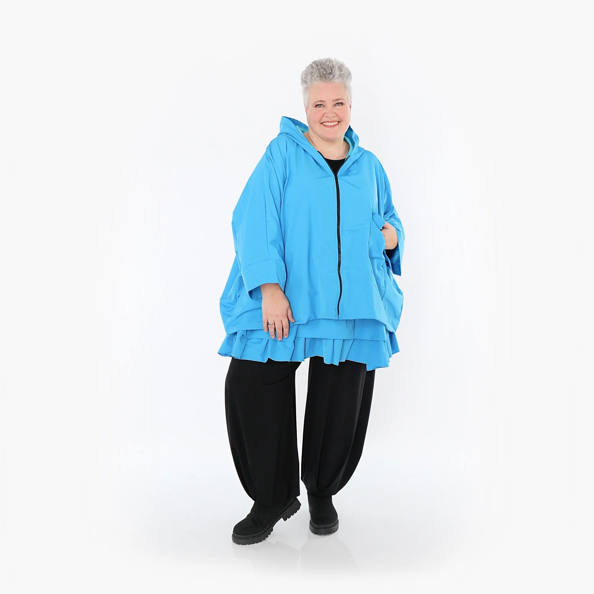  AKH Fashion Jacke in kastiger Form, aus Baumwolle, 1493.07076, Blau, Ausgefallen, Zeitlos