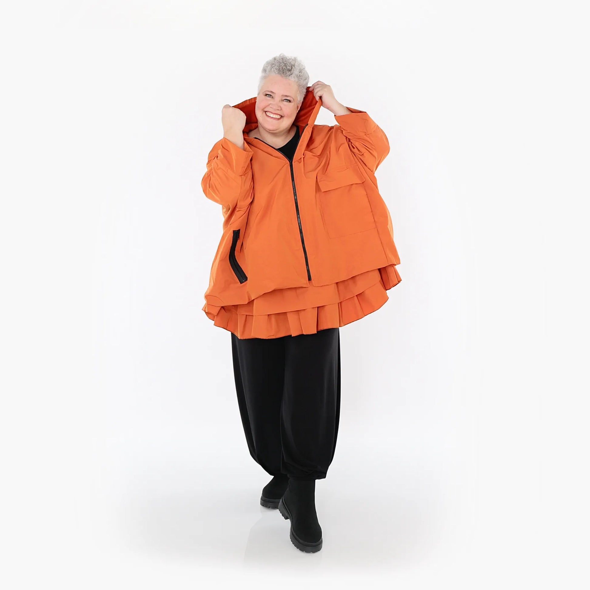  AKH Fashion Jacke in kastiger Form, aus Baumwolle, 1493.07076, Orange, Ausgefallen, Schick
