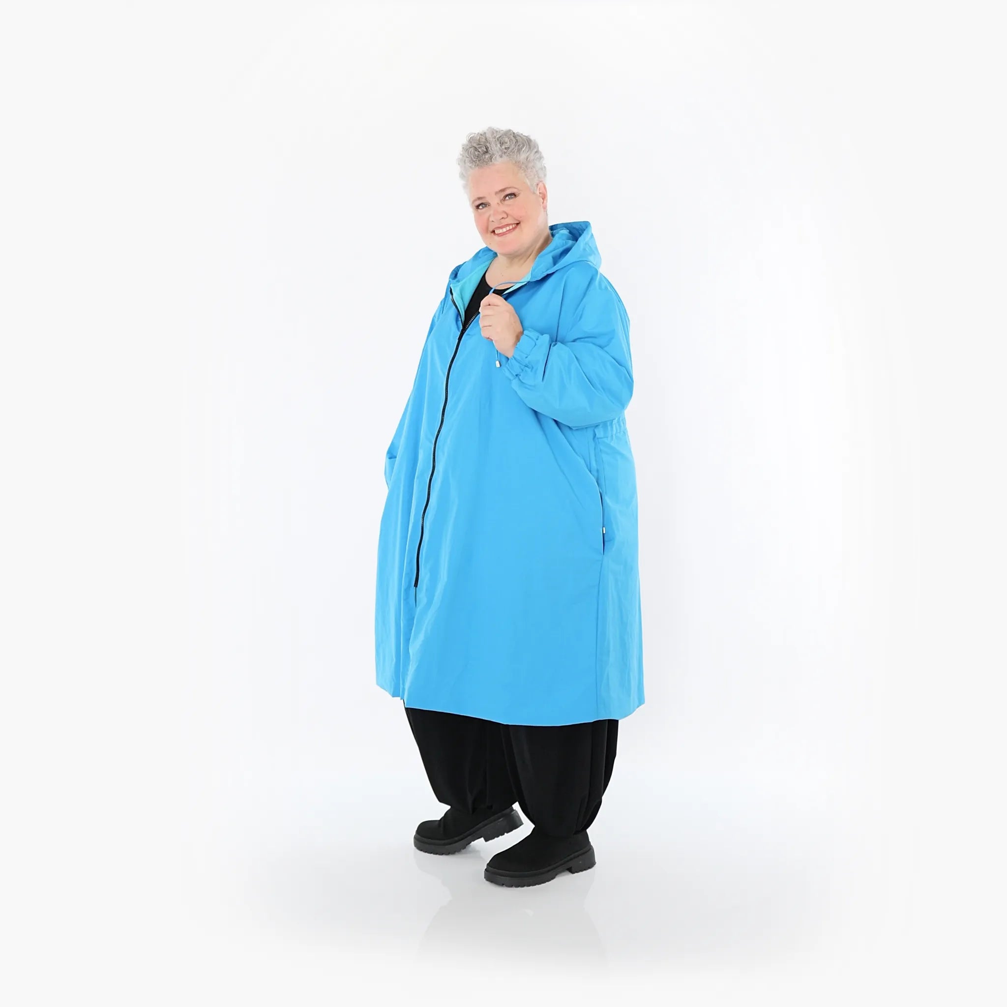  AKH Fashion Mantel in gerader Form, aus Baumwolle, 1493.07102, Blau, Ausgefallen, Zeitlos