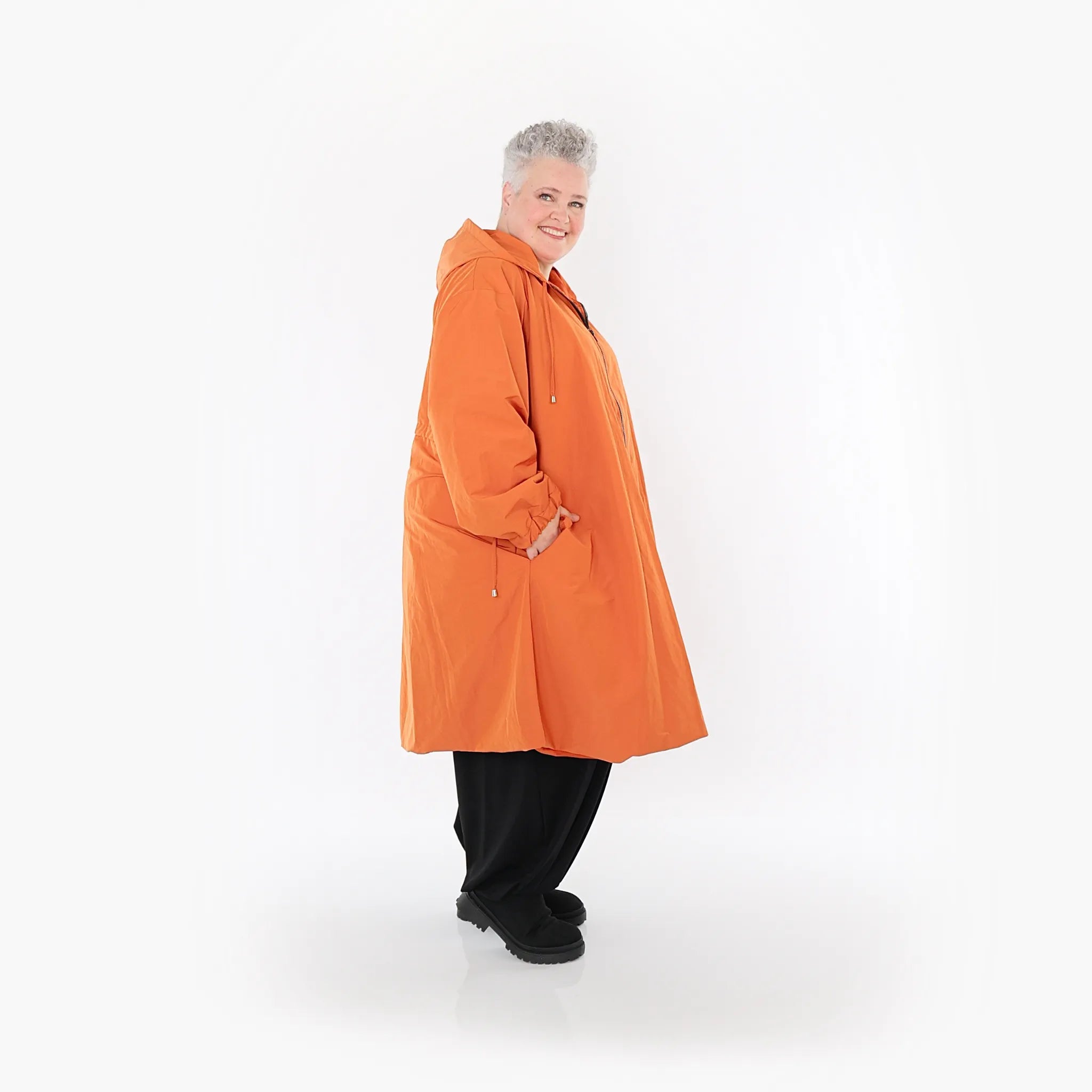  AKH Fashion Mantel in gerader Form, aus Baumwolle, 1493.07102, Orange, Ausgefallen, Schick
