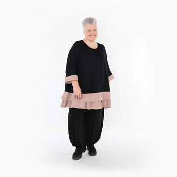  A-Form Bigshirt von AKH Fashion aus Viskose, 1493.07103, Schwarz/Mauve, Ausgefallen, Zeitlos