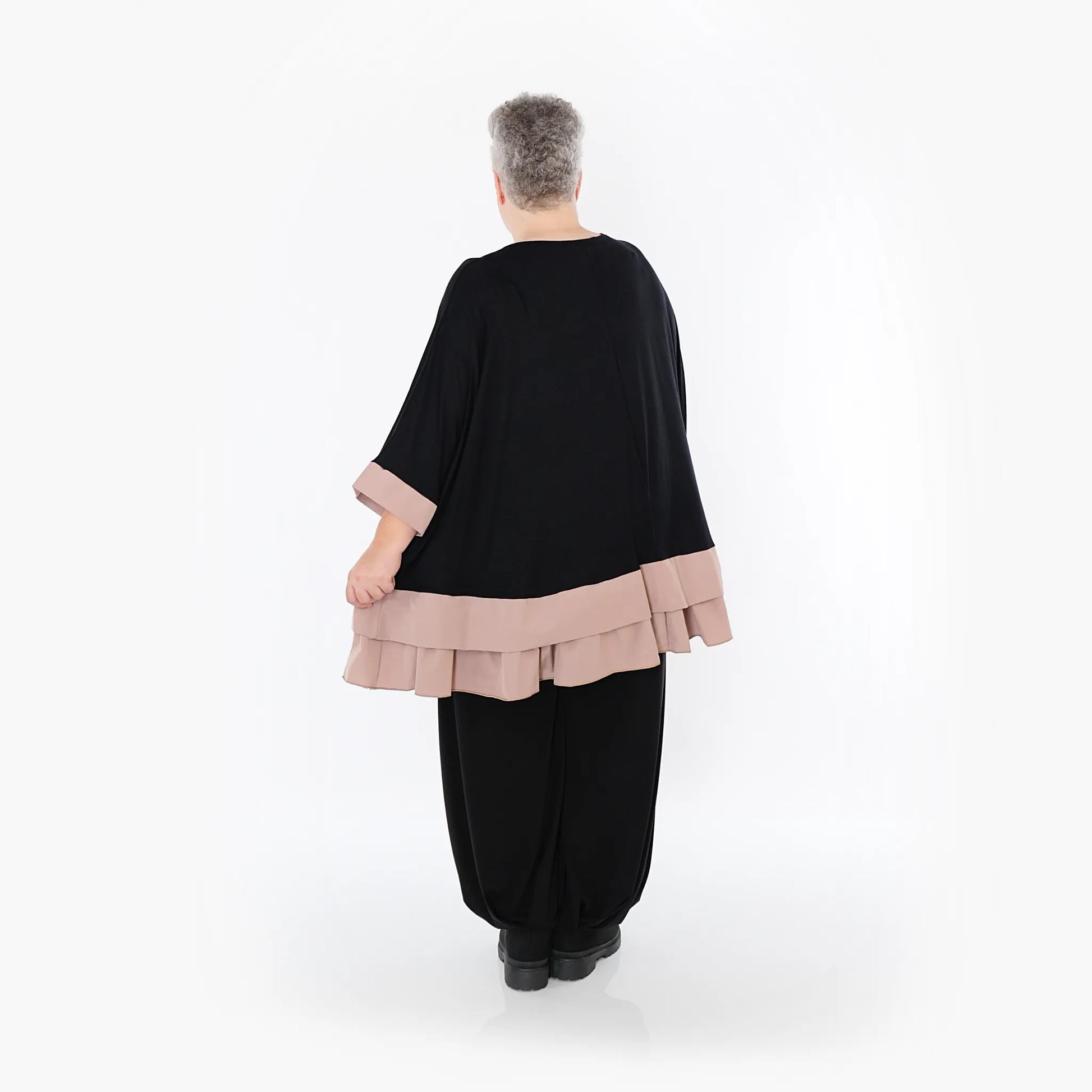  A-Form Bigshirt von AKH Fashion aus Viskose, 1493.07103, Schwarz/Mauve, Ausgefallen, Zeitlos
