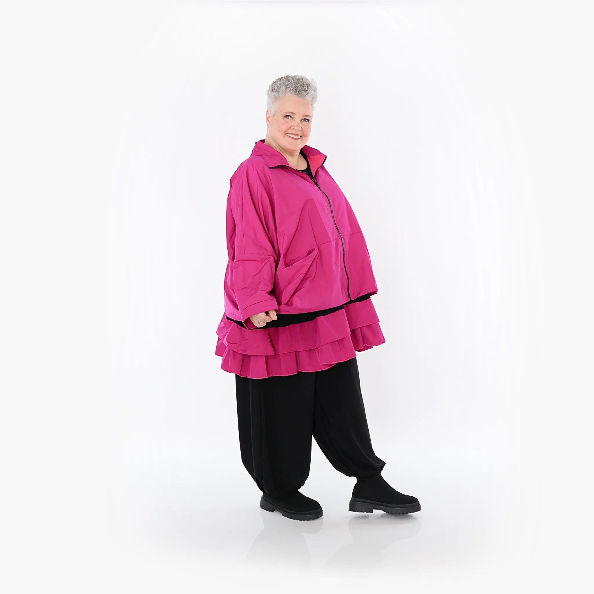  AKH Fashion Jacke in kastiger Form, aus Baumwolle, 1493.07104, Fuchsia, Ausgefallen