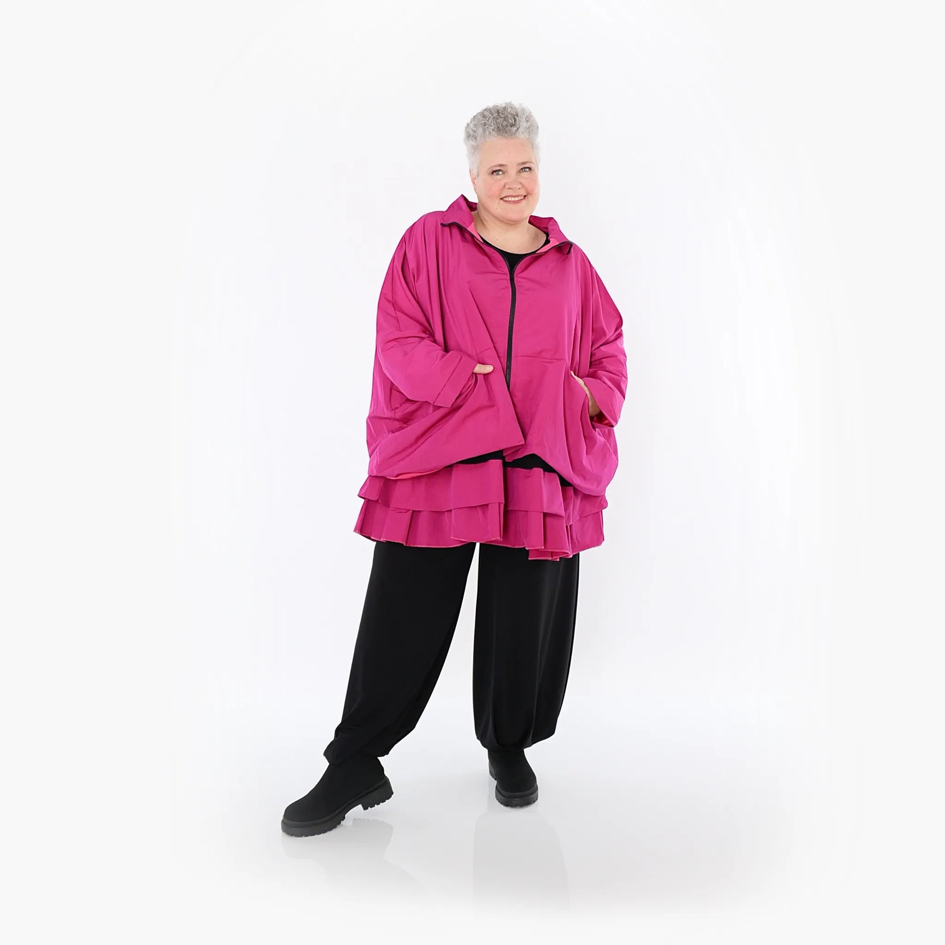  AKH Fashion Jacke in kastiger Form, aus Baumwolle, 1493.07104, Fuchsia, Ausgefallen