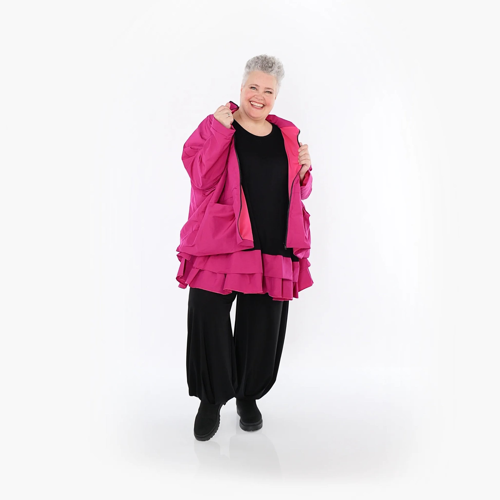  AKH Fashion Jacke in kastiger Form, aus Baumwolle, 1493.07104, Fuchsia, Ausgefallen