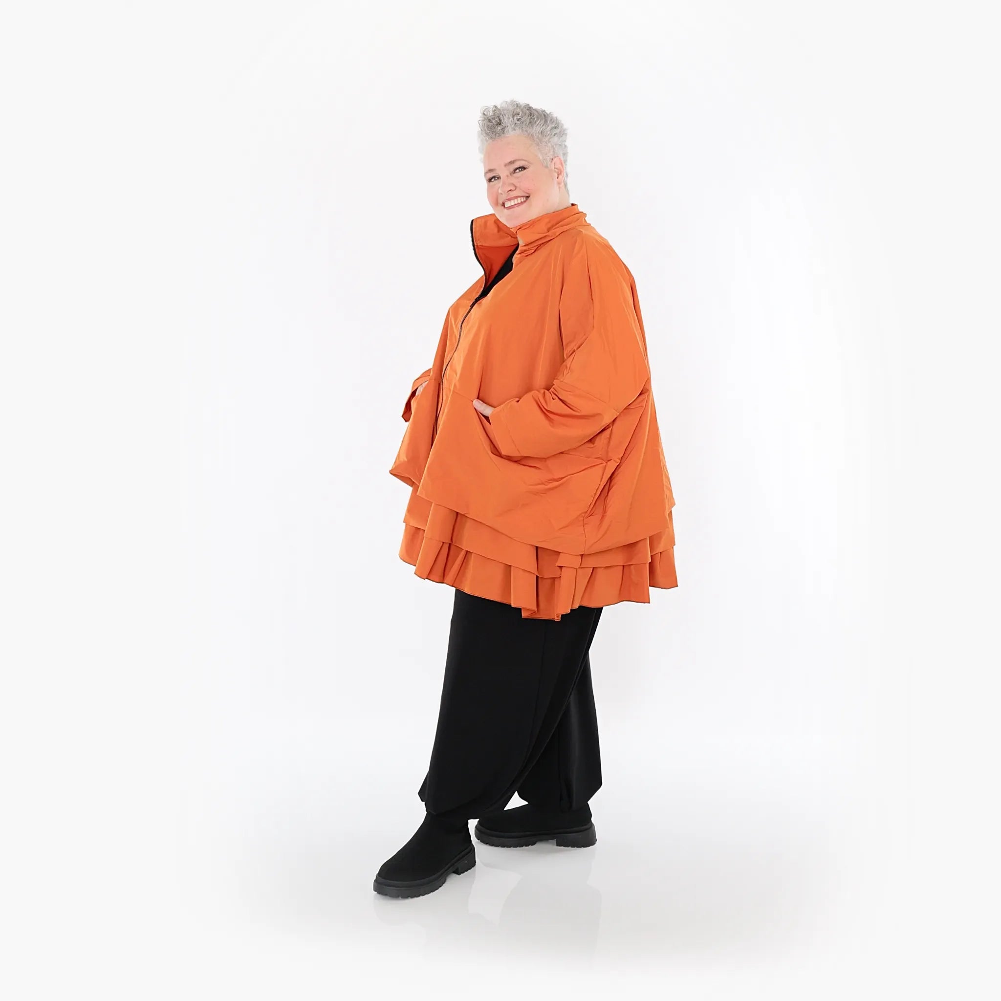 AKH Fashion Jacke in kastiger Form, aus Baumwolle, 1493.07104, Orange, Ausgefallen, Schick