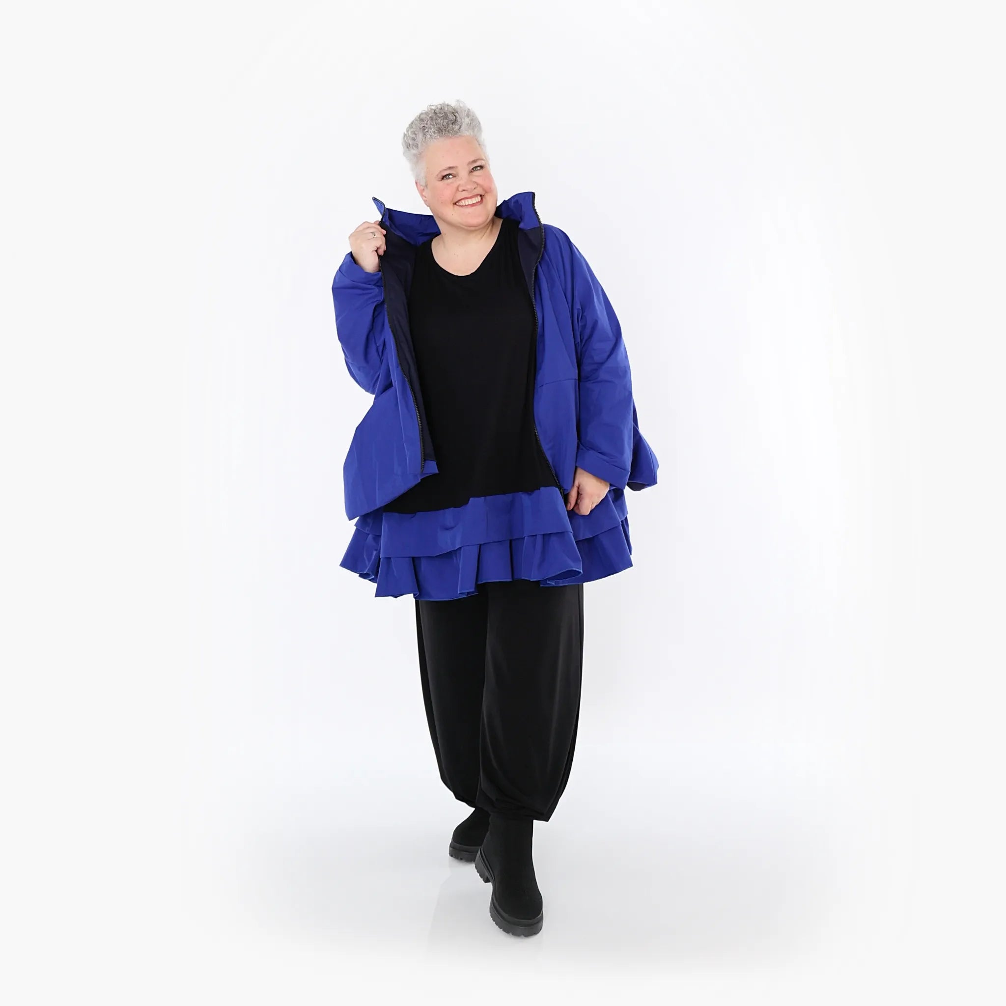 AKH Fashion Jacke in kastiger Form, aus Baumwolle, 1493.07104, Royalblau, Ausgefallen