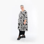  AKH Fashion Bigshirt in Glocken-Form, aus Materialmix, 1499.06563, Schwarz/Weiß, Animal