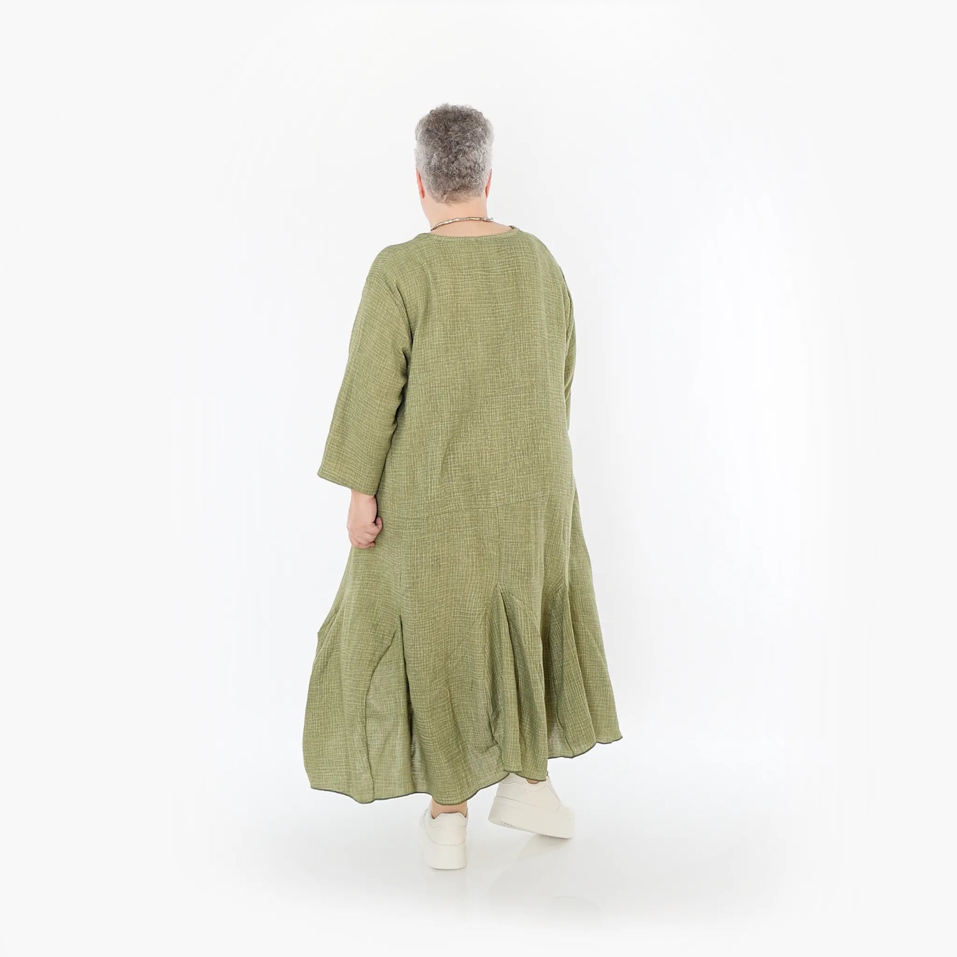  Ballonkleid von AKH Fashion aus Baumwolle, 1501.06972, Khaki, Ausgefallen, Zeitlos, Schick