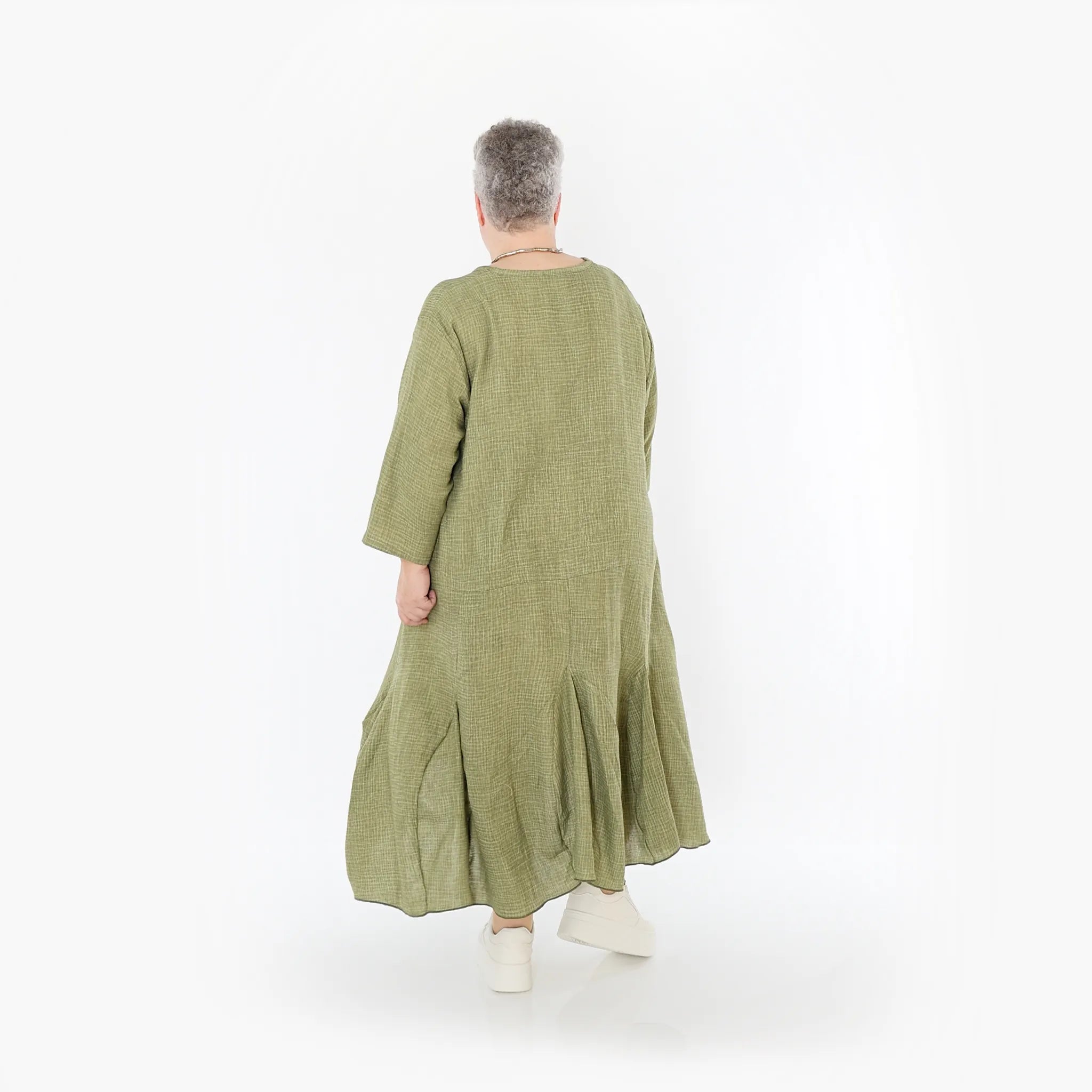  Ballonkleid von AKH Fashion aus Baumwolle, 1501.06972, Khaki, Ausgefallen, Zeitlos, Schick