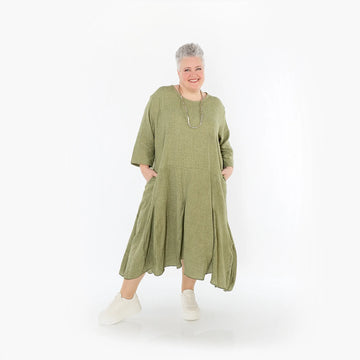  Ballonkleid von AKH Fashion aus Baumwolle, 1501.06972, Khaki, Ausgefallen, Zeitlos, Schick