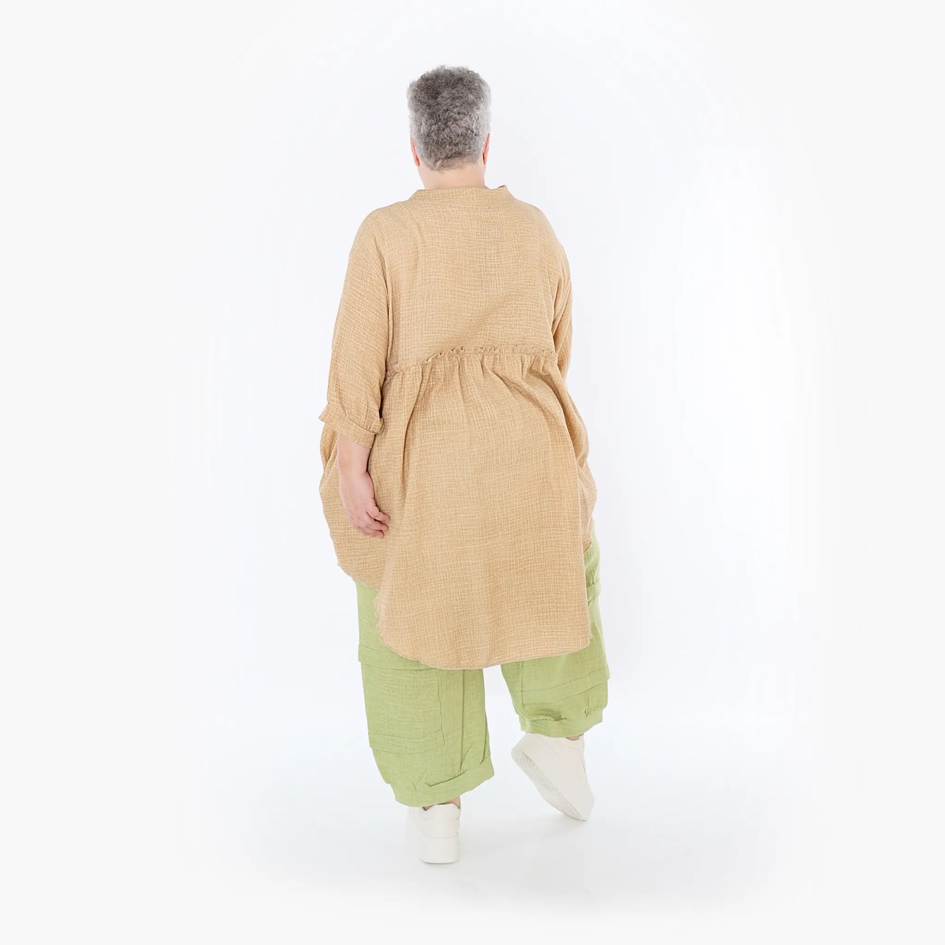  AKH Fashion Bluse in gerundeter Form, aus Baumwolle, 1501.07106, Cognac, Ausgefallen