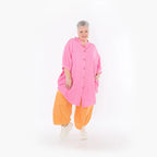  AKH Fashion Bluse in gerundeter Form, aus Baumwolle, 1501.07106, Fuchsia, Ausgefallen