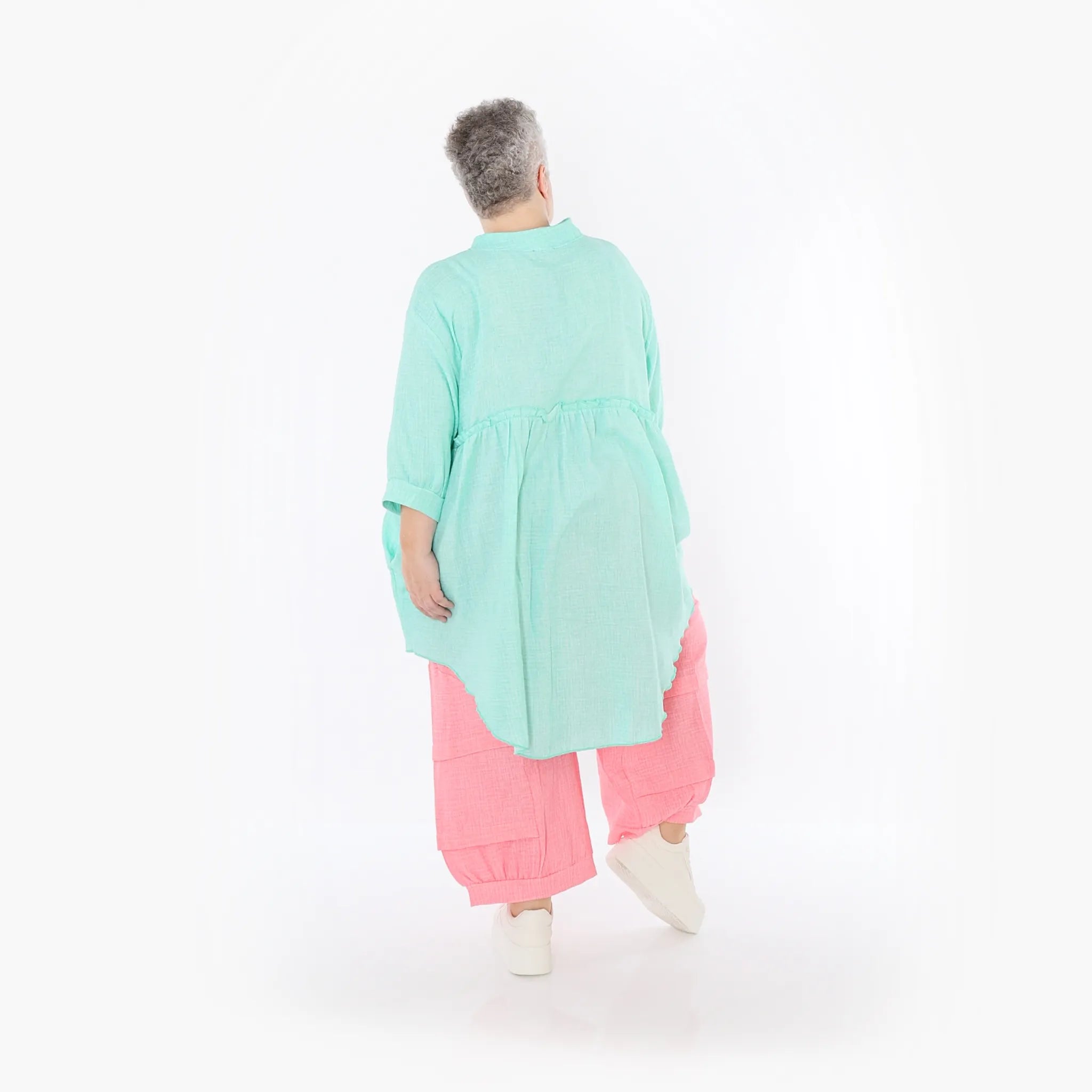  AKH Fashion Bluse in gerundeter Form, aus Baumwolle, 1501.07106, Mint, Ausgefallen, Schick