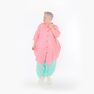  AKH Fashion Bluse in gerundeter Form, aus Baumwolle, 1501.07106, Rosa, Ausgefallen, Schick