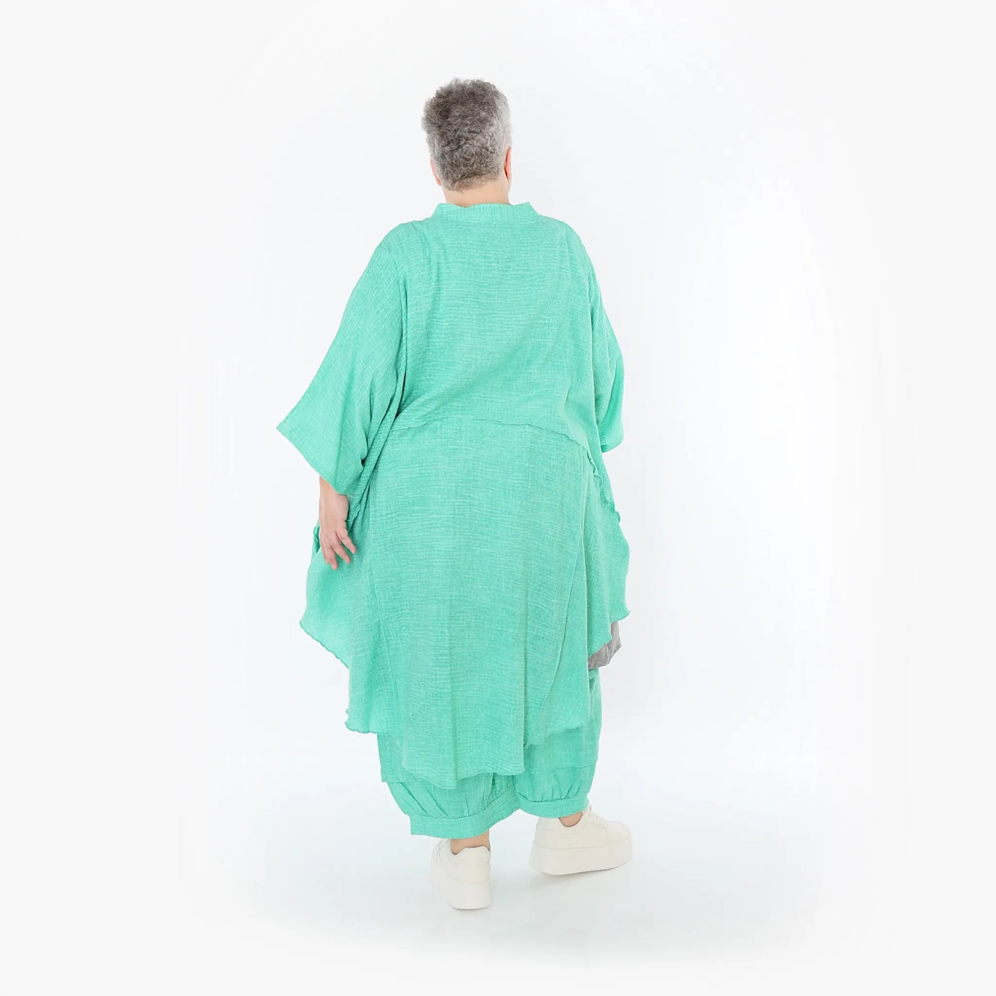  AKH Fashion Jacke in gerundeter Form, aus Baumwolle, 1501.07107, Grün, Ausgefallen, Schick