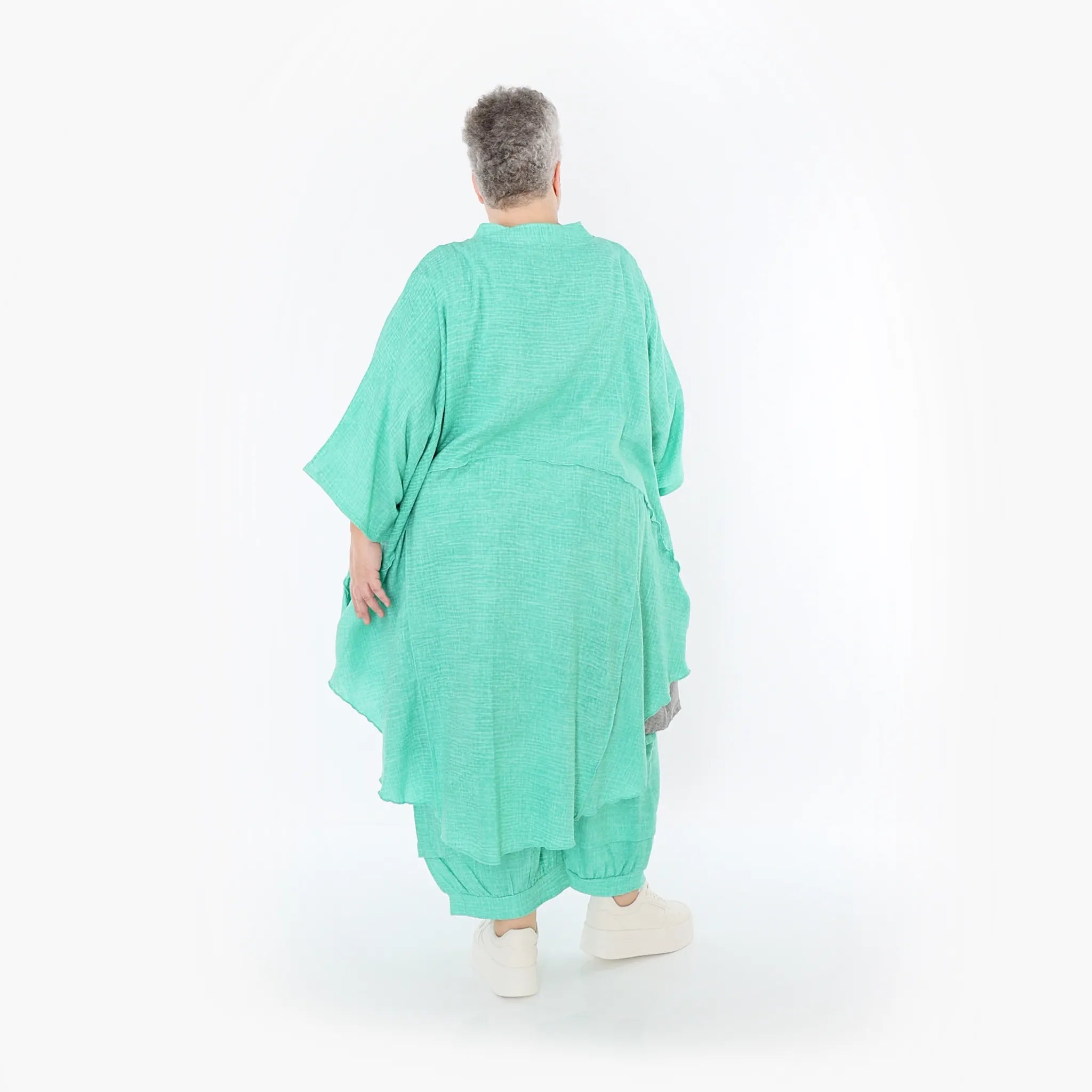  AKH Fashion Jacke in gerundeter Form, aus Baumwolle, 1501.07107, Grün, Ausgefallen, Schick