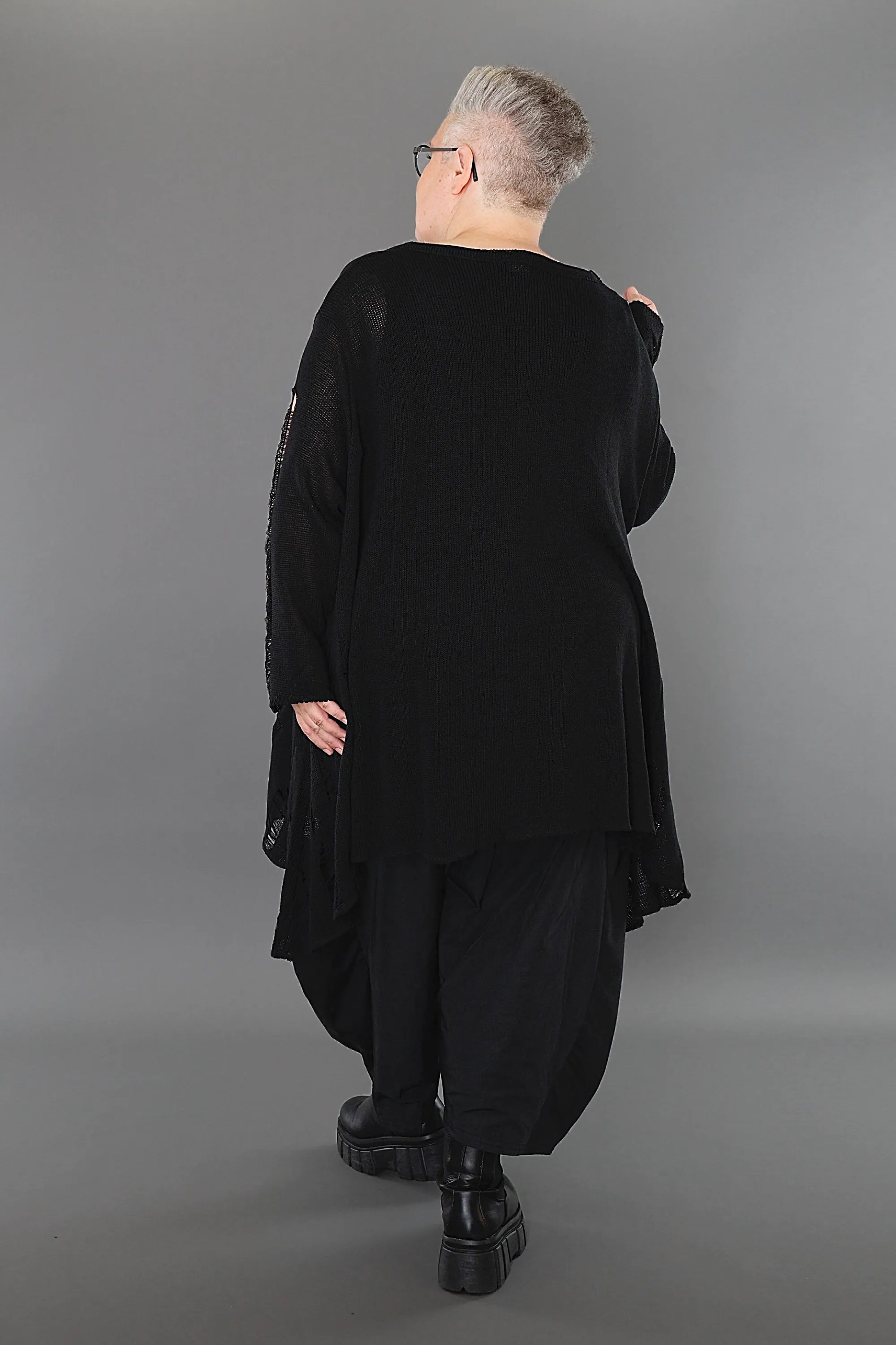  A-Form Bigshirt von AKH Premium aus Baumwolle, P1002.2530, Schwarz, Ausgefallen, Zeitlos