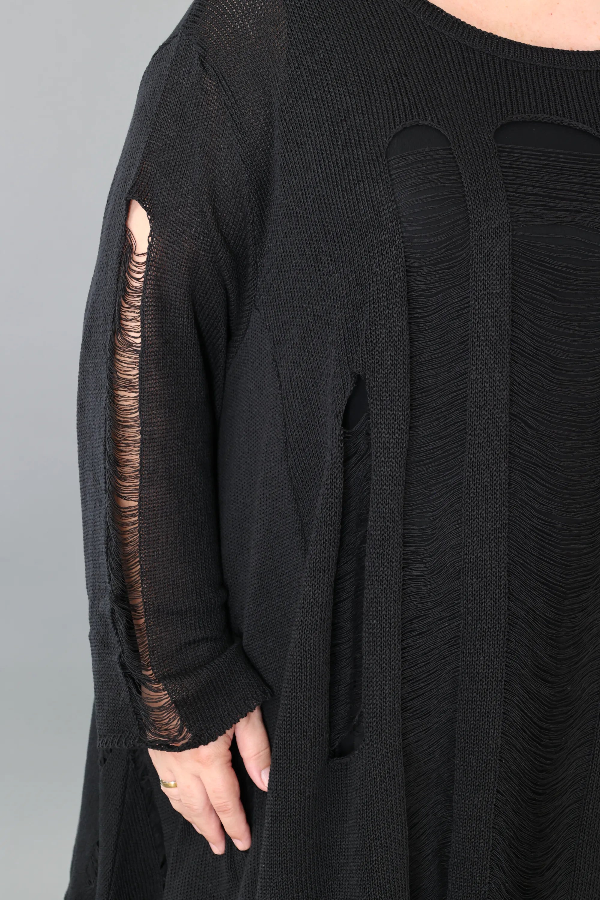  A-Form Bigshirt von AKH Premium aus Baumwolle, P1002.2530, Schwarz, Ausgefallen, Zeitlos