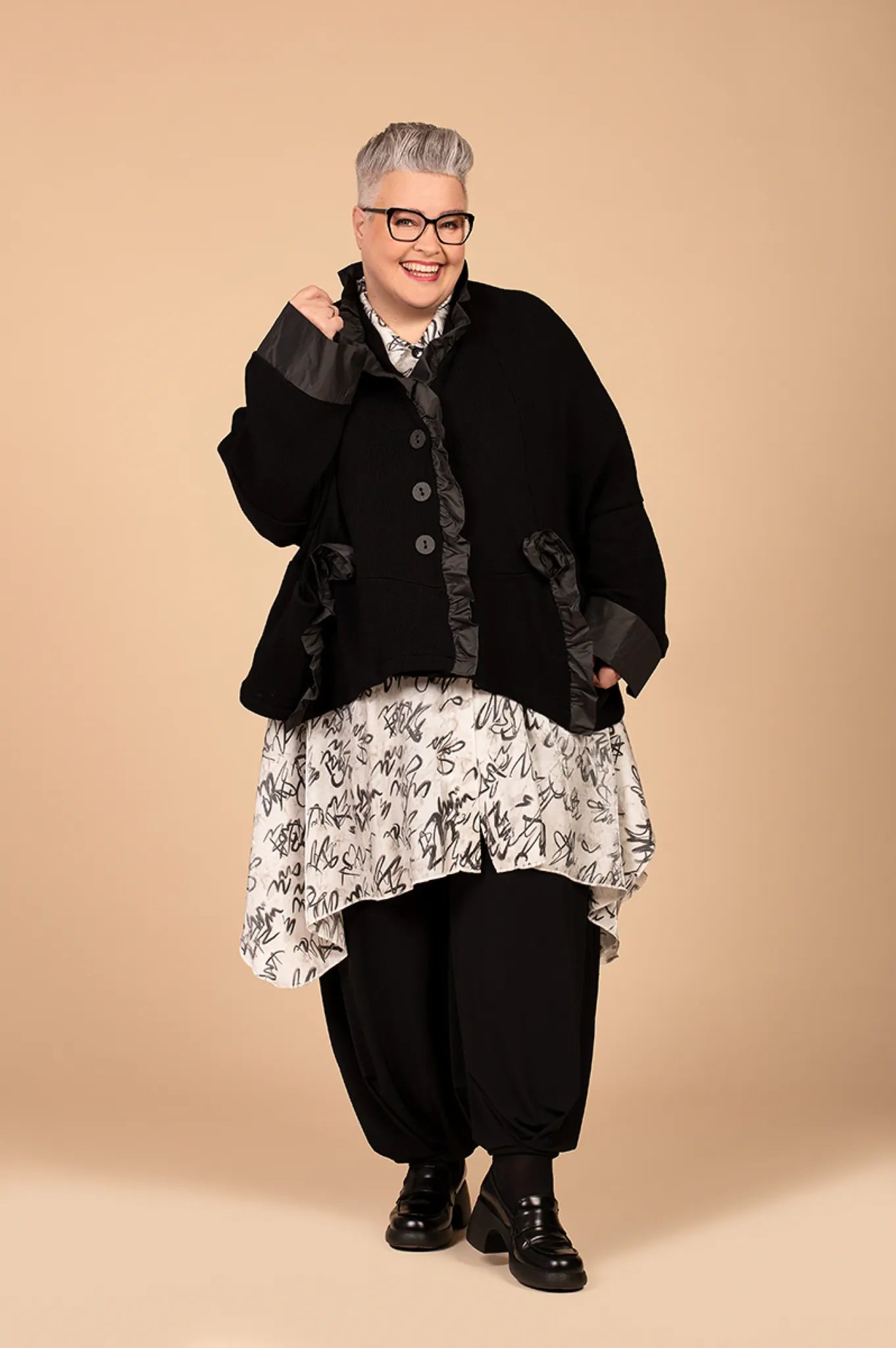  AKH Premium Jacke in kastiger Form, aus Baumwolle, 1446.02510, Schwarz, Schick, Modern