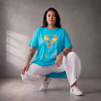 Damen Shirt Lagenlook Baumwolle Türkis, A-Linie, Oversize große Größen – Funky Diva