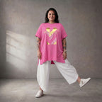 Damen Shirt Lagenlook Baumwolle Fuchsia, A-Linie, Kurzarm, Oversize große Größen – Funky Diva