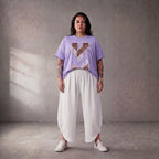 Damen Shirt Lagenlook Baumwolle Flieder, A-Linie, Kurzarm, Oversize große Größen – Funky Diva