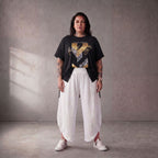 Damen Shirt Lagenlook Baumwolle Schwarz, A-Linie, Oversize große Größen – Funky Diva