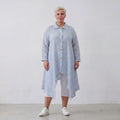 Stilvolle Zipfel Jacke im Lagenlook mit legerem Oversize Schnitt und leichter Leinen Optik, Blau/Weiß