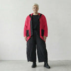 Zeitlos leichte Strickjacke im ausgefallenen Lagenlook mit luftigem Schalkragen und feiner Struktur, Fuchsia/Schwarz