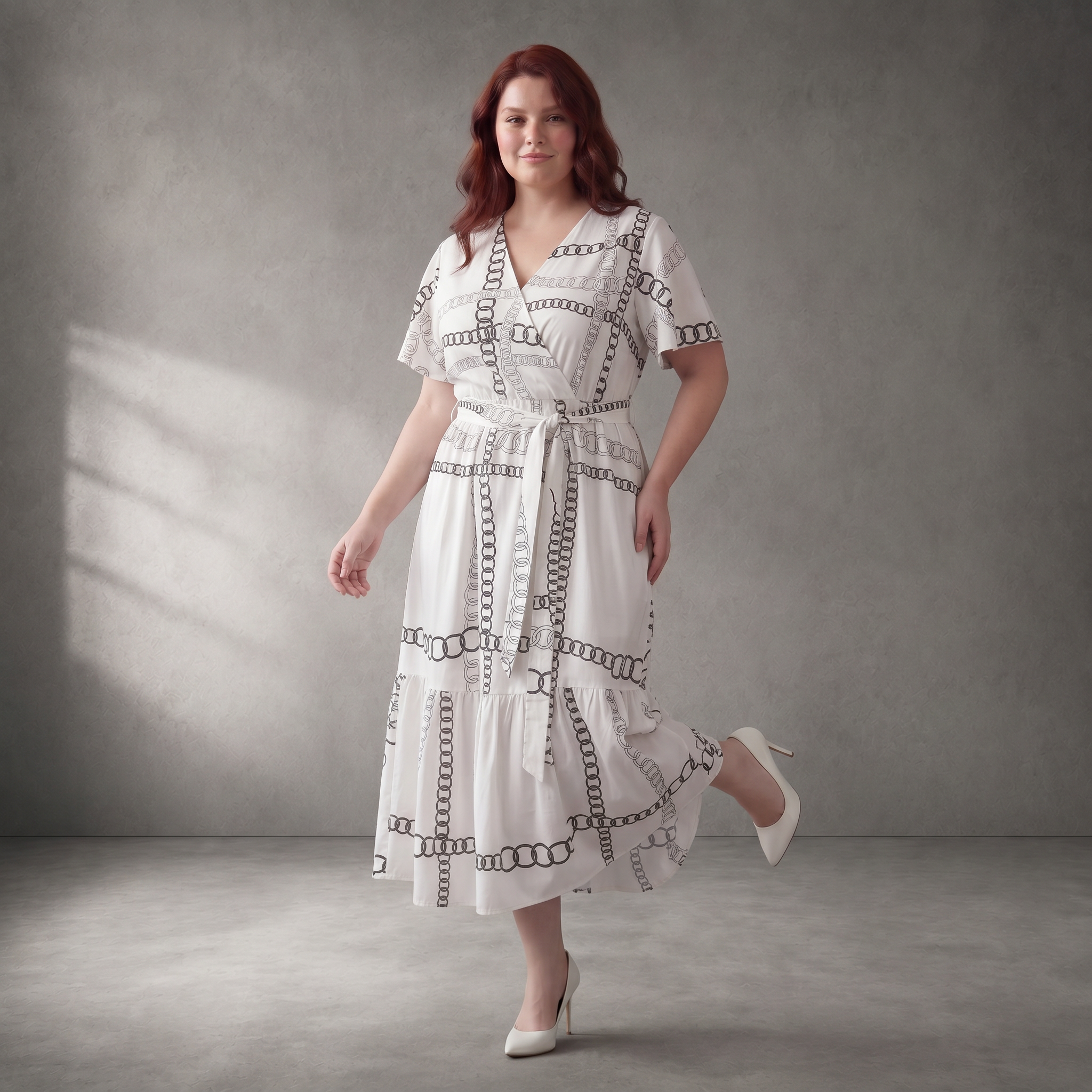 Zeitloses Weiß Schwarz Kleid in legerem Oversize Lagenlook mit A Linie und V Ausschnitt