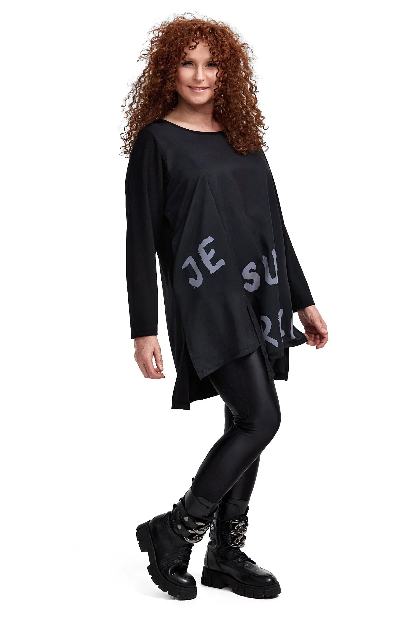  A-Form Shirt von Frenzi aus Viskose, F9017, Schwarz, Schick, Modern, Bequem