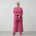 Fein gearbeitetes Oversize Lagenlook Shirt aus leichter Popeline Baumwolle mit Biesen, Fuchsia