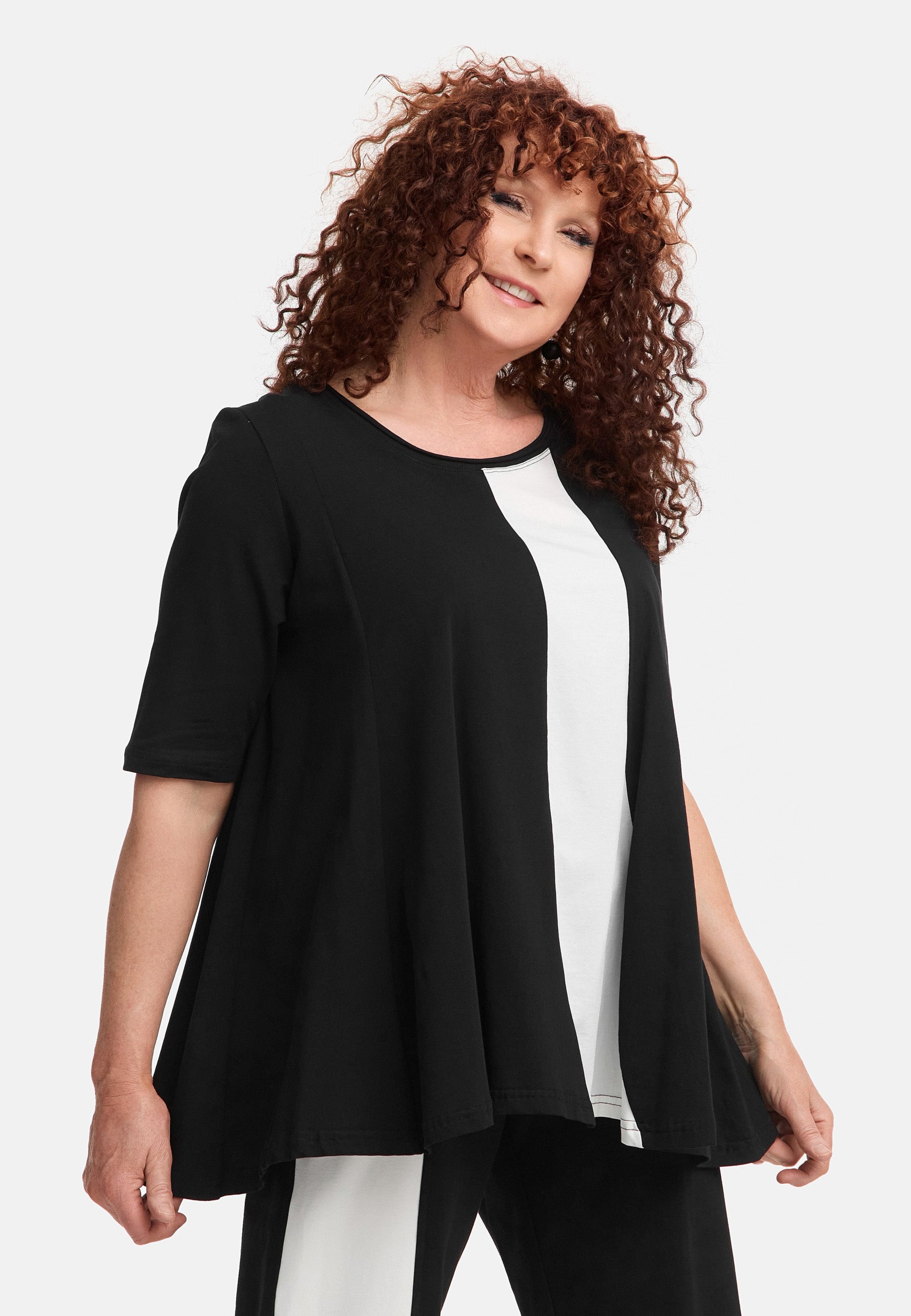 A-Form Shirt von Do Your Best aus Viskose, D924, Schwarz, Schick, Modern, Bequem, Schick