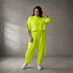 Damen Hose Lagenlook Neongelb, taillierter Schnitt, Oversize große Größen – Funky Diva