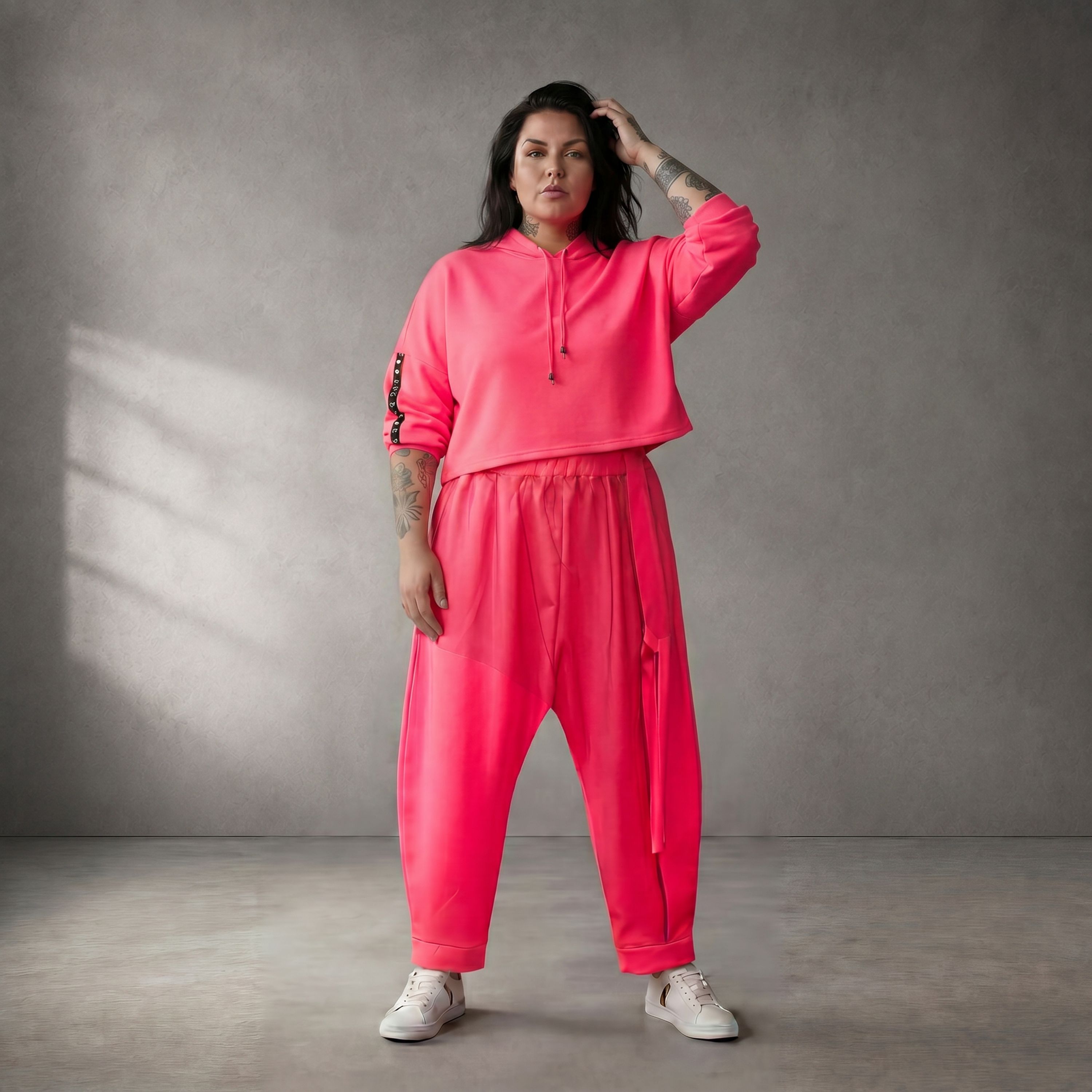 Damen Hose Lagenlook Pink, fließender femininer Schnitt, Oversize große Größen – Funky Diva