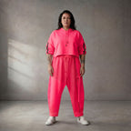 Damen Hose Lagenlook Pink, fließender femininer Schnitt, Oversize große Größen – Funky Diva