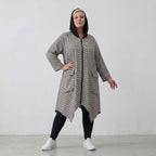 Schwarz/Weiß Crinklemantel im Lagenlook Oversize leger ausgefallen zeitlos mit Kapuze