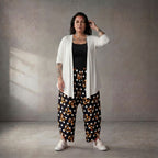 Ausgefallene Oversize Ballonhose Schwarz Weiß Orange Viskose leger Lagenlook zeitlos sehr