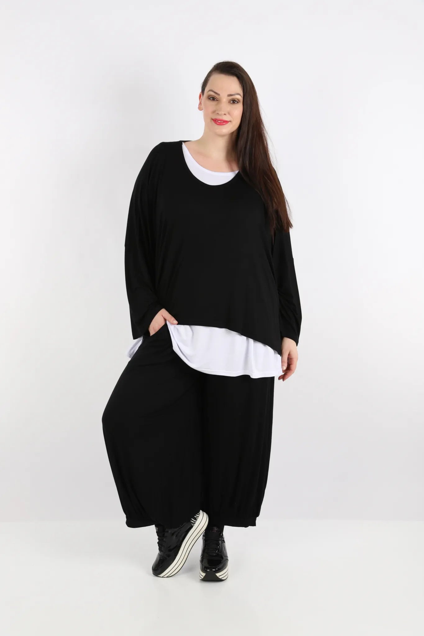 Ballonhose von AKH Fashion aus Viskose, 1233.08067, Schwarz, Ausgefallen, Zeitlos, Schick